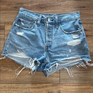 Levi's Light Blue Distressed Jean Shorts